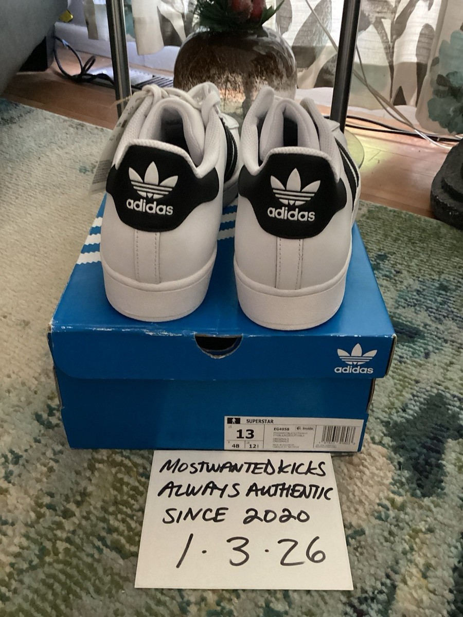 Size 13 - adidas Superstar Footwear White Black for sale online | eBay