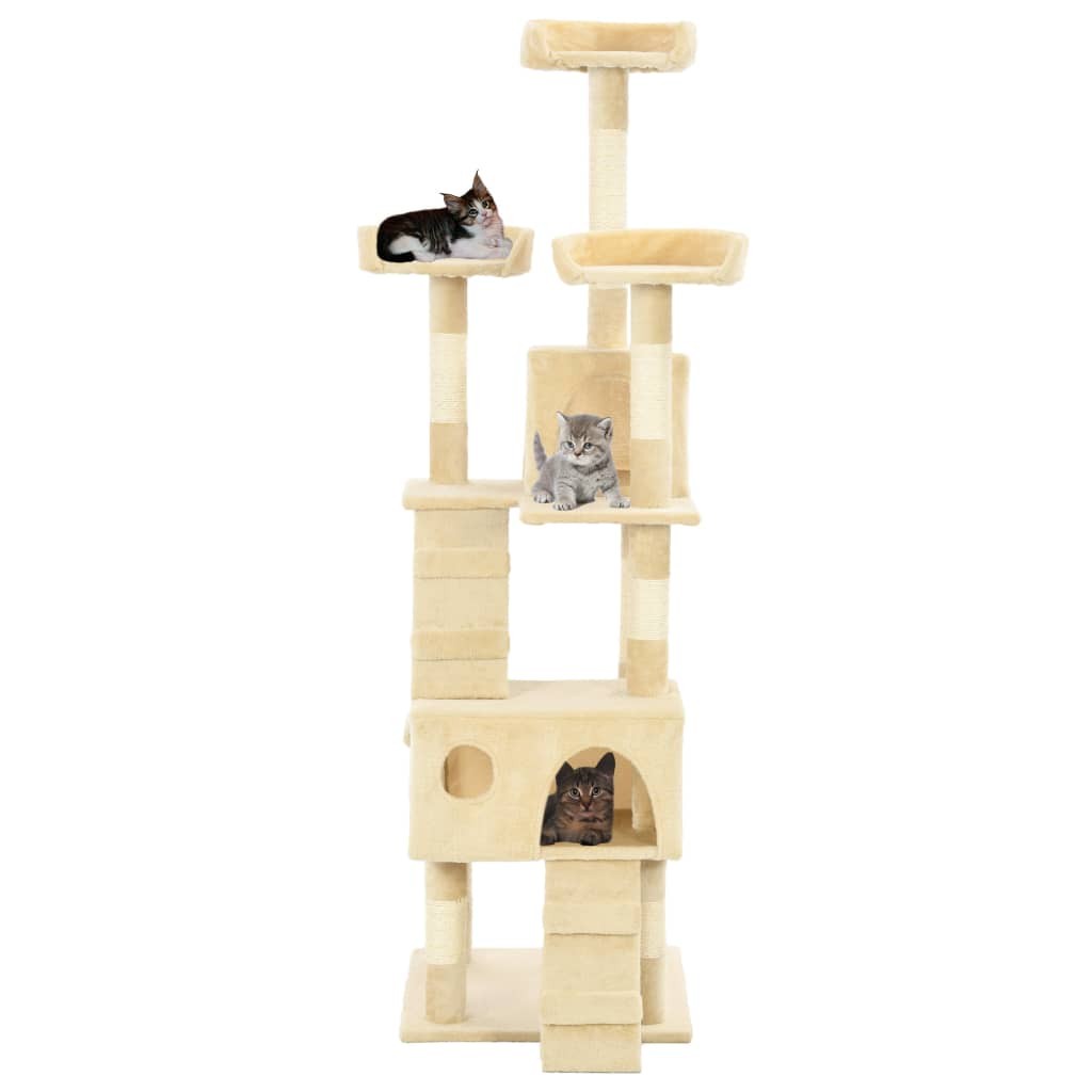 vidaXL Albero per Gatti con Tiragraffi in Sisal 170 cm Beige - 4