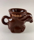 Vintage Frankoma Pottery DEM Democrat DONKEY 2003 Brown Glaze Mug Coffee Tea Cup