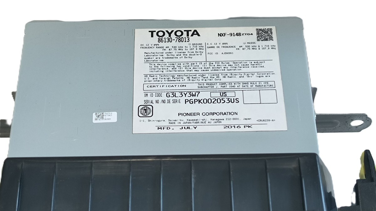 86130-78013 P10688 Lexus NX200T NX300H 15-17 XM HD radio receiver