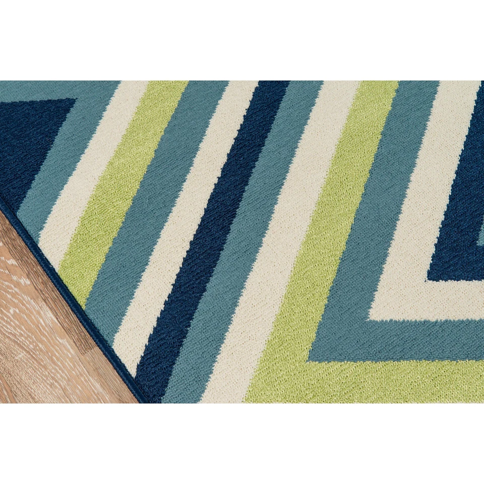 Alfombra Momeni Baja Zig-Zag Fácil Cuidado Interior Exterior. Azul marino 6'7" x 9'6" Foto 4 de 4