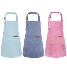 3 Pack Striped Kids Chef Cooking Apron with 2 Pockets Baking Party Set Toy