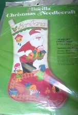 Bucilla Jumbo Felt Stocking Kit 3370 SANTA'S HELPERS 22.5" NEW from FACTORY 1975
