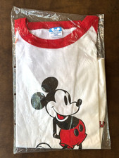 Vintage Walt Disney World Mickey Mouse Red  White T-Shirt Size Adult Large NOS