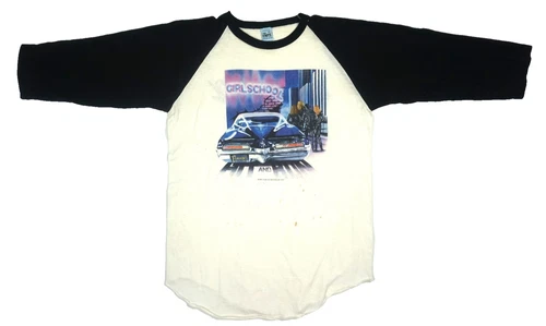 Girlschool Tour Rock Band T Shirt XL 80s 1980s vintage concert t-shirt, vintage, size XL, single stitch, B+ condition