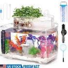 Self Cleaning Betta Fish Tank Kit W/ LED Light Aquaponic Hydroponic System New