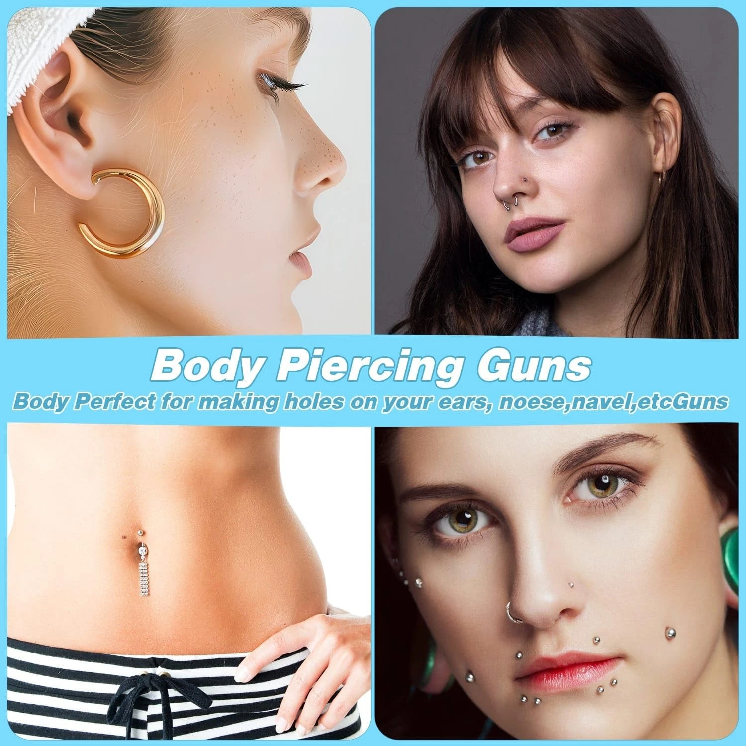 Professional Ear Piercing Gun Kit, Reusable Ear Piercing Machine with Colorful C - product detail image 4