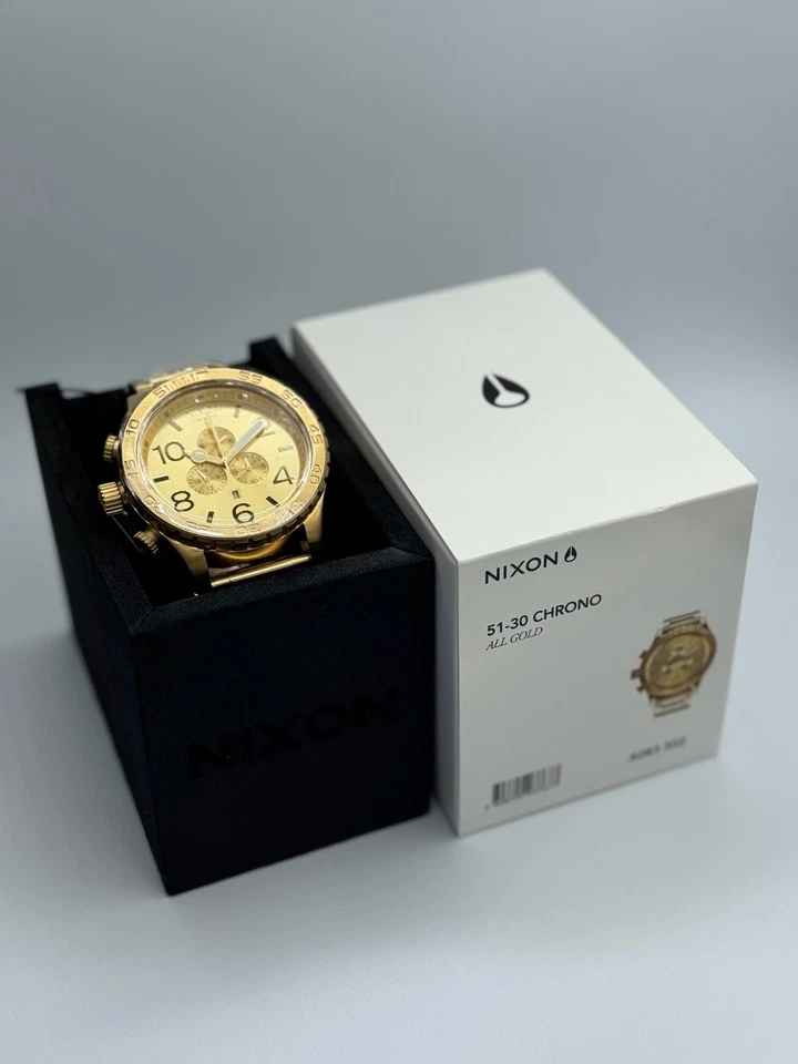 Часы мужские хронограф золотистые NIXON 51-30 A083-502 - Изображение 3 из 4