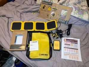 Waka Waka BASE 10 Solar Panel Kit, 2 LED Flashlights, Dry Bag, Cables Camping