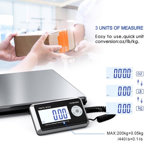 Shipping Scales 440lbs x 1.76oz Stainless Steel Large Platform,Small Business... - Bild 4 von 9