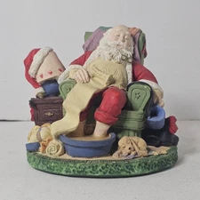 1992 Santa's Best Ceramic Christmas Collectables Santa & Elves Reading List.