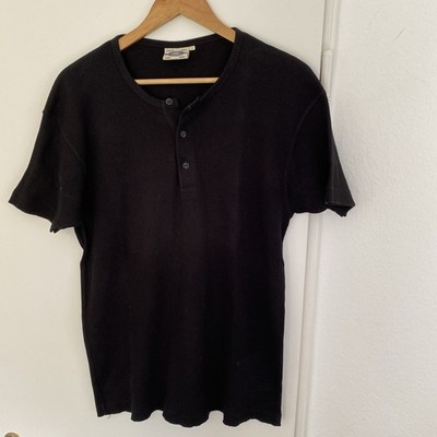 FAMOUS BRAND 3K SCHWARZES HERREN RIPPEN TSHIRT KURZARM GR XL RUNDHALS & 3 KNÖPFE