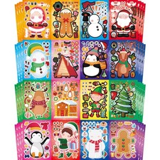 Aowplc Christmas Stickers 64 Sheets Make Your Own Christmas Characters Sticke...