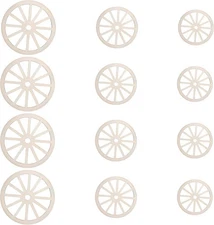 12pcs Wooden Wheels for Crafts, 3 Sizes Unfinished Wood Wheel Wagon... 
