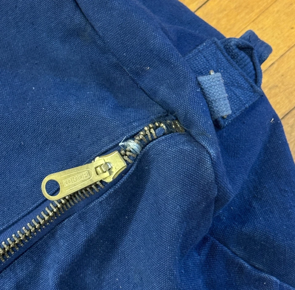 Vintage Heavy Duty 32" Blue Jean Denim Cotton Canvas Army Style Duffle Bag - Image 3 of 4