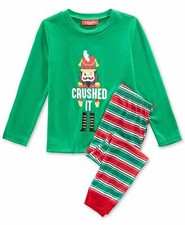 Family Pajamas Matching Kids Crushed It Stripe Pajama Set Green Size 14-16