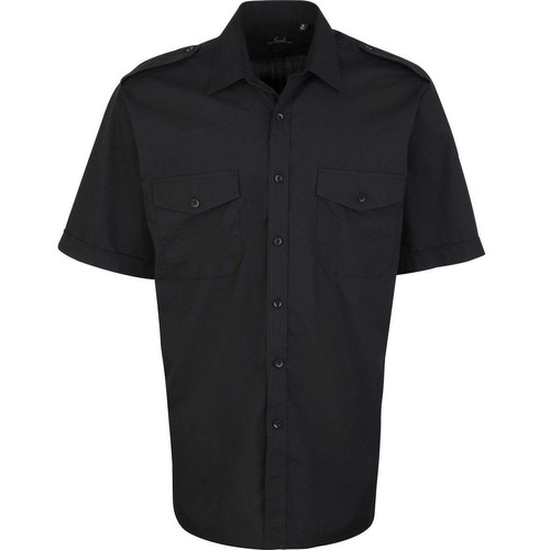 Premier Short Sleeve Pilot Shirt Men Security Workwear Epaulette Tabs - Picture 12 of 41