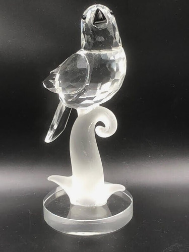 Crystal Glass Bird on Frosted Glass Tree Branch