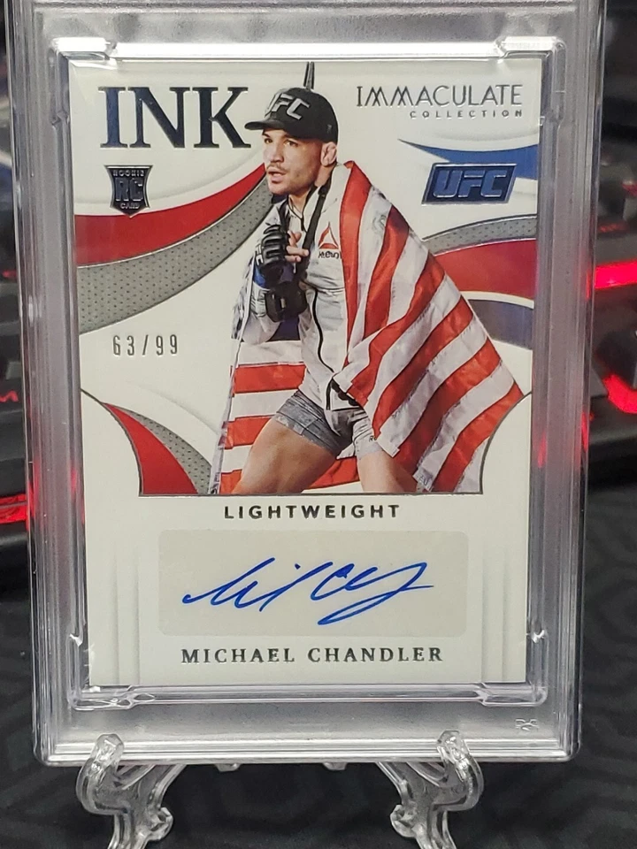 2021 Immaculate UFC MICHAEL CHANDLER RC INK Autograph PSA 7 Rookie #'d 63/99 - Image 4 of 4
