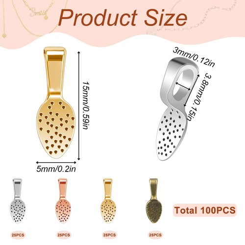 100 Pcs Spoon Glue On Bails Pendants Flat Pendant Bails Glue On Earrings Bails - Picture 7 of 7
