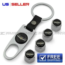 VALVE STEM CAPS + KEYCHAIN WHEEL TIRE SILVER - US SELLER