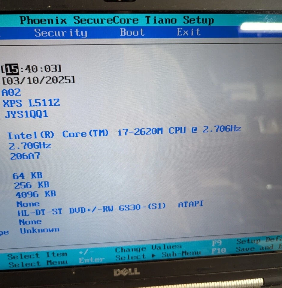 DELL XPS 15Z  i7-2nd FOR Parts  Boots, case in poor shape NO HDD/CORD #320 - Image 4 of 4