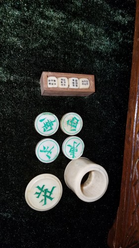 Antique 1920's Mah Jong Mahjong Set 145 Dovetale Tiles Sticks Counters Dice Box - 第 12/24 張圖片