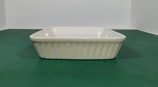 White Ribbed Ceramic / Stoneware 6”x6” Square Baking Dish - "OVEN PROOF" Japan
