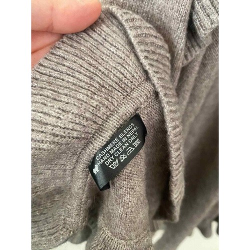 Grey Ruffled Cashmere Open Front Cardigan / Scarf / Wrap - Picture 4 of 4