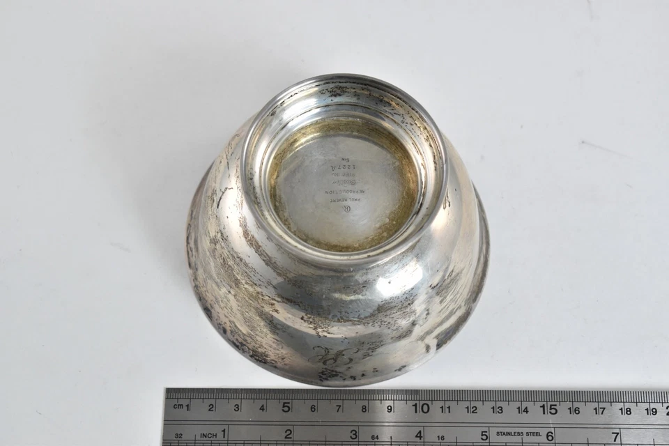 Cartier Paul Revere de plata esterlina reproducción cuenco con patas monograma H *04 Foto 4 de 4