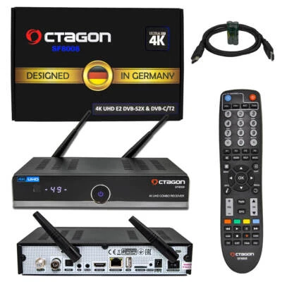 OCTAGON SF8008 4K Combo UHD Receiver DVB-S2 + DVB-C-T2 SAT + Kabel TV E2 WLAN - Bild 1 von 4