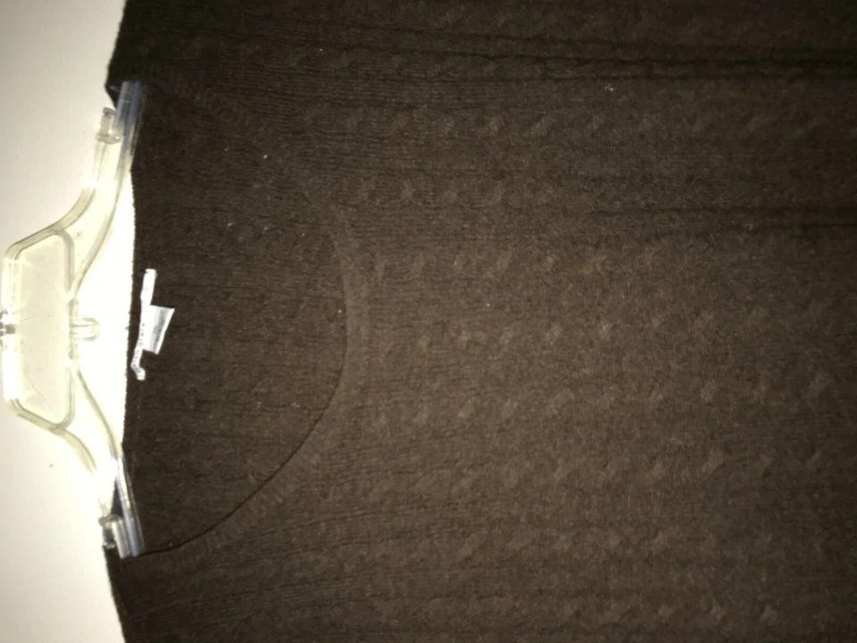 Evelyn Grace 100% кашемир размер XL свитер коричневый кабель трикотажа женщин Топ RN #102955 - Изображение 3 из 4