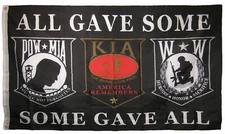 3x5 Pow Mia POWMIA KIA Wounded Warriors All Gave Some Some Gave All Flag