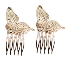 4 Pcs Retro Butterfly Gold Color Metal Hair Combs Decorative Mini Side Combs DIY