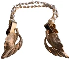 Vintage Costume Jewelry Gold Cape Leaf Pearl Clips Lord of the Rings Similar 8"