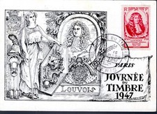 779+ FDC CARTE  1er JOUR    JOURNEE DU  TIMBRE 1947    PARIS