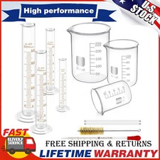 11 Pieces Glass Measuring Beaker 50/100/250ml Graduated Cylinder 5/10/25/50ml US