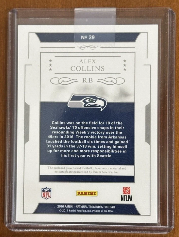 Alex Collins National Treasures RC AUTO GEAR Ball and Jersey SP /99 - Image 2 of 2