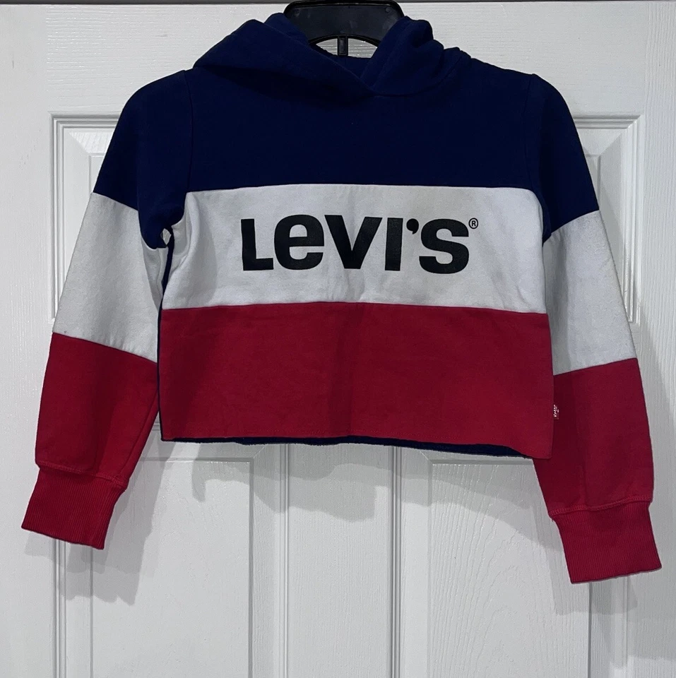 Moletom com capuz Levi's tamanho feminino pequena idade 8-10 multicolorido pulôver de lã - Imagem 2 de 4