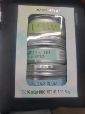 Trader Joe's Body Butter Trio Citrus & Cedarwood, Brown Sugar & Fig, Sugar Plum