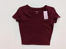 Wild Fable Women's Cropped T-shirt Size S Maroon Red Short Sleeve Crop Top NEW