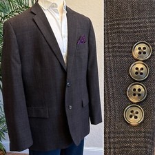 JOSEPH FEISS GOLD BLAZER MENS SIZE 48L LONG SPORT COAT PLAID SUIT JACKET CLASSIC
