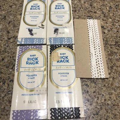 VINTAGE COATS Blue, Lilac, Navy And White RICK RACK TRIM 18 Yards Total - Image 1 of 4