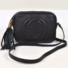 Gucci Soho Disco Black Leather Small Crossbody Shoulder Bag Handbag Purse