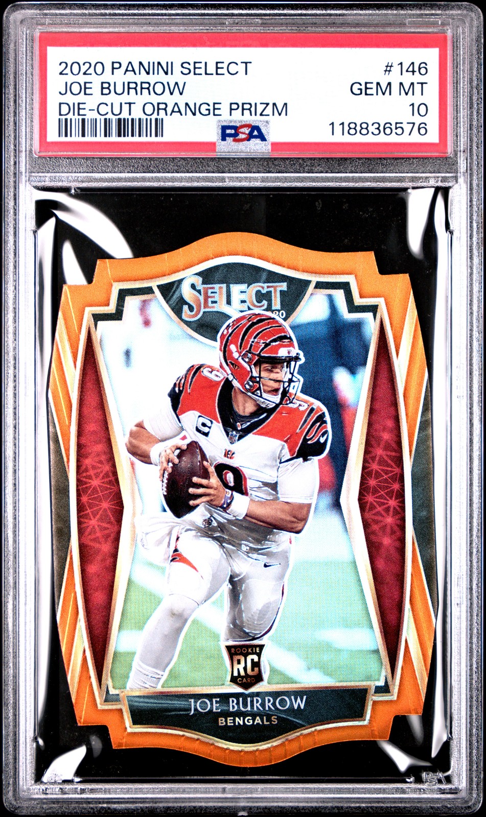 2020 PANINI SELECT DIE-CUT ORANGE PRIZM #146 JOE BURROW PSA 10