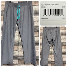 Figs Livingston Basic Scrub Pants Stretch Drawstring Women  s L Gray Inseam 30 