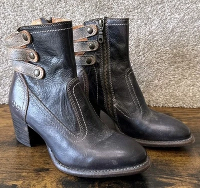 Bed Stu Cobbler Boots Ankle Booties Womens Size 6 Leather Side Zip Heels Buckle - Image 1 of 4