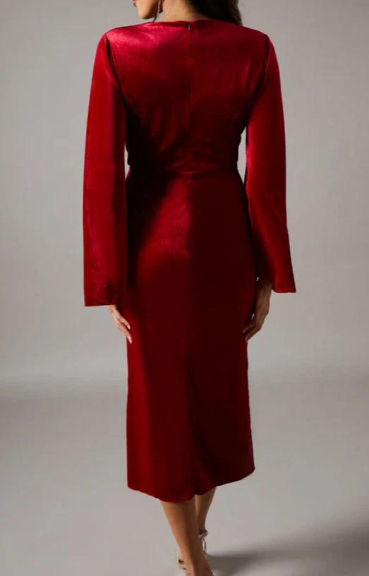 COAST RED VELVET WRAP WAIST MIDI DRESS SIZE 10 NWT - Image 4 of 4