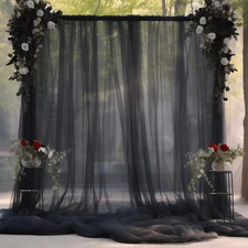 10x10 FT Sheer Black Backdrop Curtain Tulle Wedding Arch Draping Fabric Photo