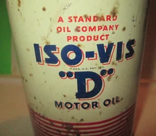 Early Standard Oil Company  ISO-VIS Quart Motor Oil Can 20W  empty ANTIQUE VTG